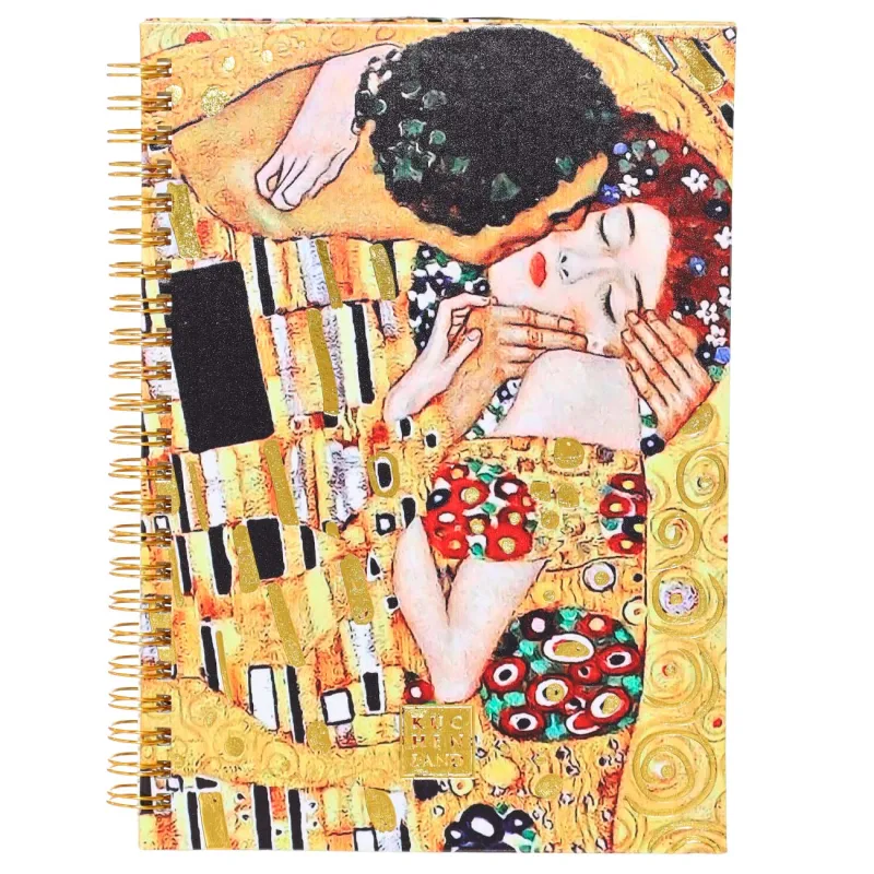 Блокнот для записей, 21х15 см, 80 л, на кольцах, картон, Поцелуй, Климт, Art поцелуй, image-0