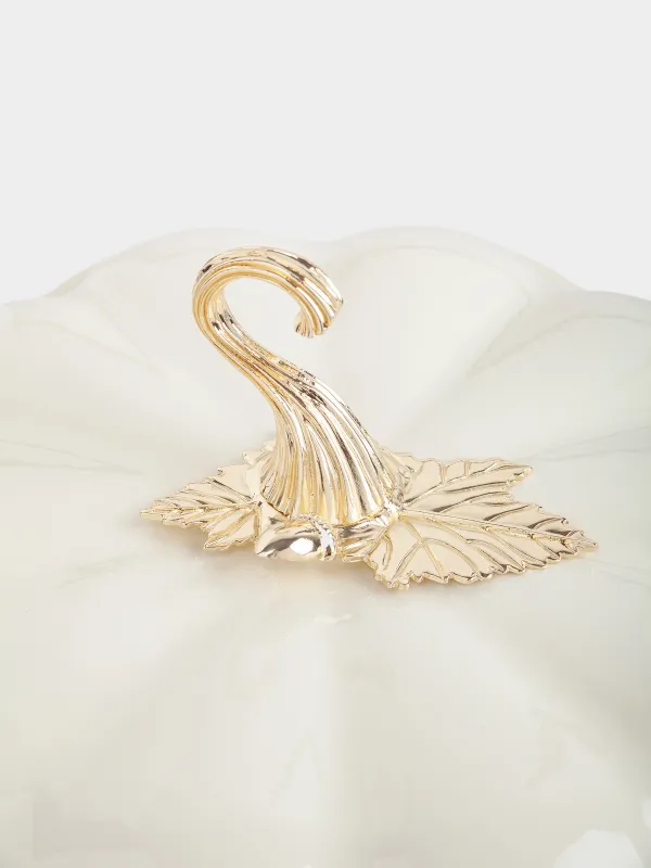 Таба, 26 см, 2,3 л, қақпағы бар, шойын, сүт түстес, Асқабақ, Gourd, image-4