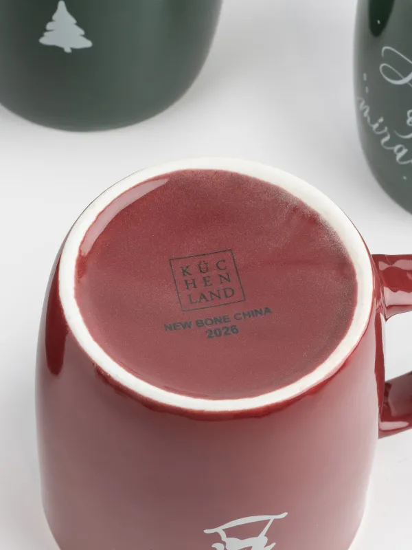 Кружка, 360 мл, 4 шт, фарфор N, бордовая/зеленая, Новогодний микс, Magic moments, image-5