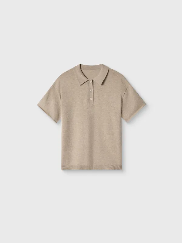 Әйелдер жемпірі, өлшемі L, поло жағасы бар, полиэстер/акрил/нейлон/жүн К, сарғылт-қоңыр, Agueda, image-4