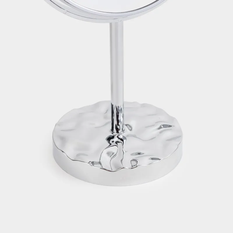 Үстел айнасы, 29x17/14 см, екі жақты, аяқты, пластик, дөңгелек, күміс, Wave, image-2