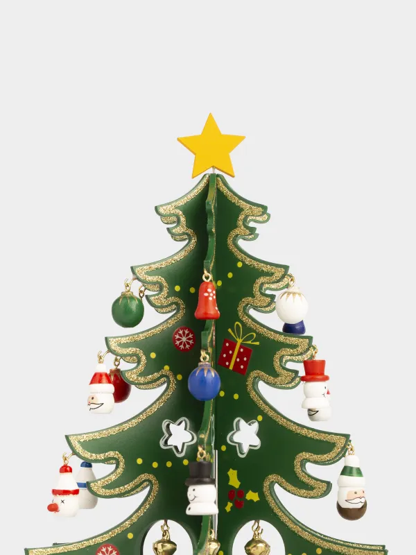 Мүсінше, 29 см, салпыншағы бар, МДФ, жасыл, Ойыншықтары бар шырша, Christmas style, image-1
