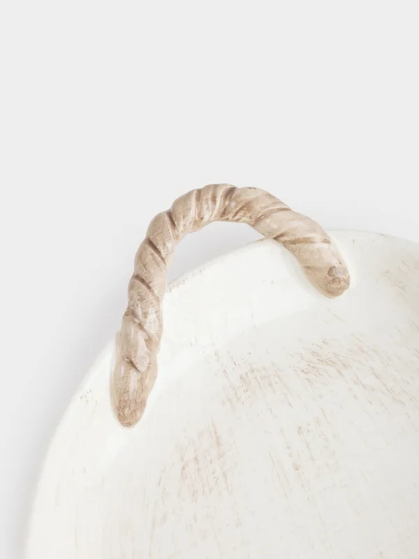 Ыдыс, 29х24х4 см, тұтқалары бар, керамика, жасыл, Жапырақтар, Forest symphony, image-1