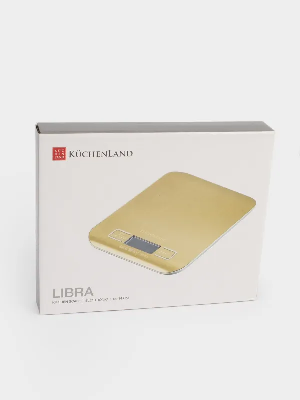 Ас үй таразы, 18х14 см, электронды, болат / пластик, алтын, Libra, image-1