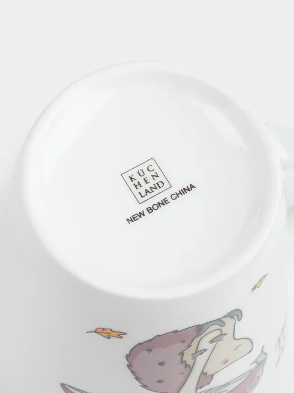 Саптыаяқ, 420 мл, фарфор N, ақ, Саңырауқұлақ астындағы кірпі, Forest animals, image-3