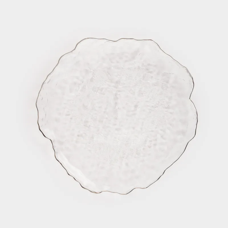 Ыдыс, 30 см, шыны, күміс жиектері бар, Nautilus silver