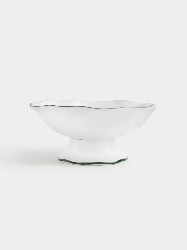 Жеміс вазасы, 27х12 см, аяқты, керамика, Жылқы, Сhristmas green, image-0