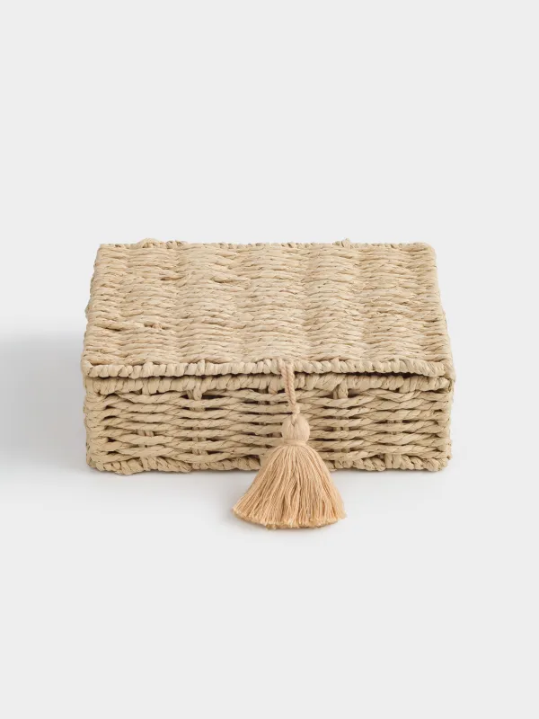 Шайға арналған қорап, 26х21 см, 6 бөлім, өрілген, сабы бар, целлюлоза, тікбұрышты, Braided, image-1