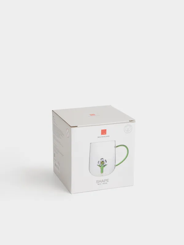 Саптыаяқ, 450 мл, шыны Б, жасыл тұтқа, Гүл, Shape, image-4