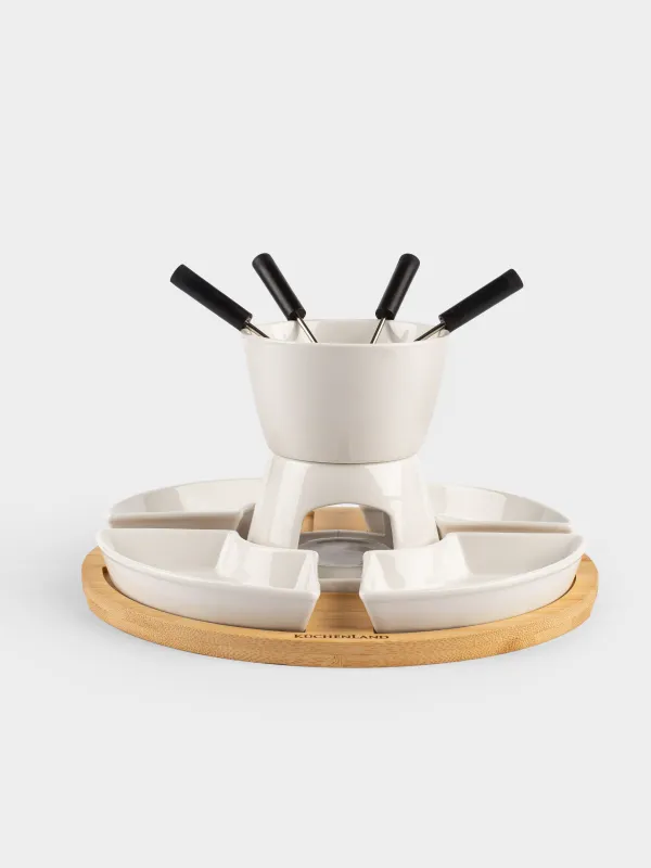 Набор для фондю, 4 перс, на подставке, фарфор P/бамбук, Bamboo, image-0