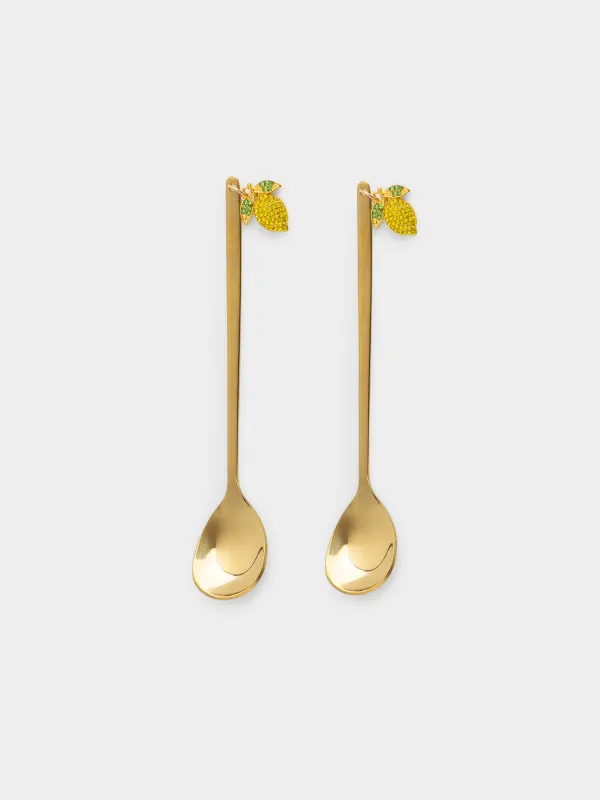 Десерт қасығы, 14 см, 2 дана, болат, алтын, Лимон, Sicily, image-0