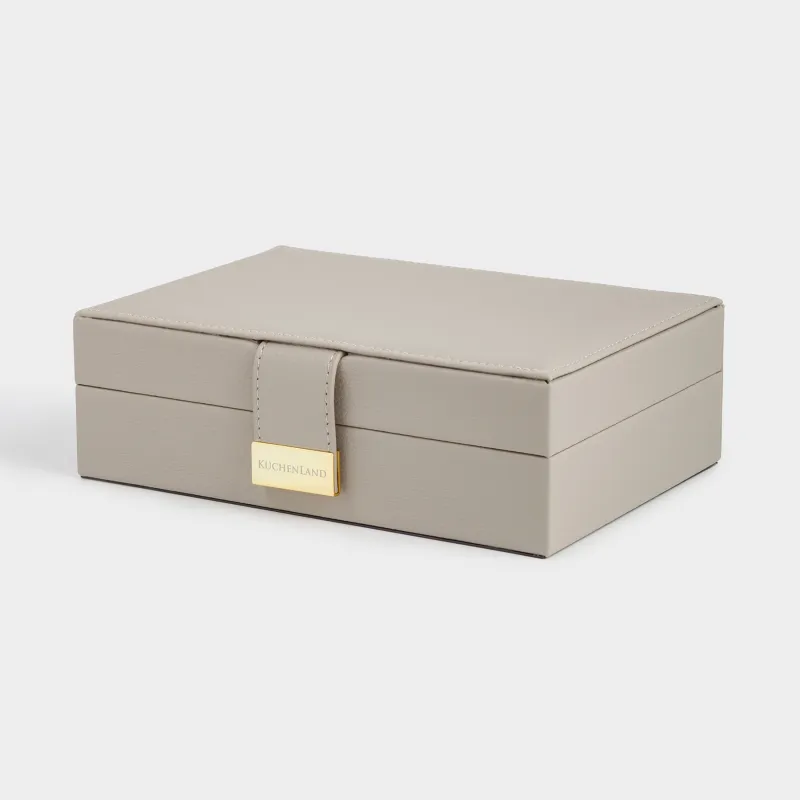 Зергерлік қорап, 20х15 см, айнасы бар, ағаш/жасанды былғары, сарғылт-қоңыр, Premiere one