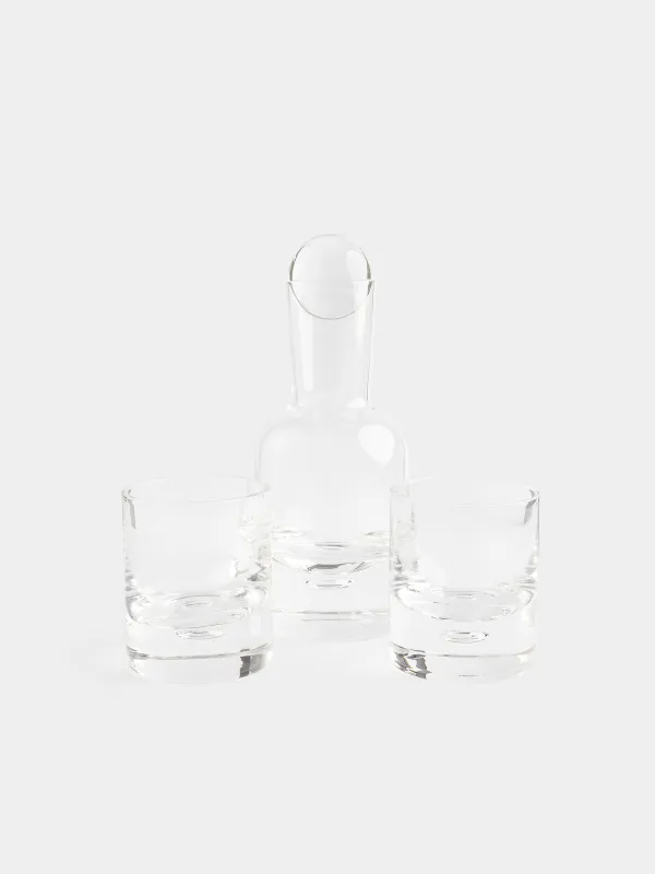 Вискиге арналған жиынтық, 2 адам, 3 зат, графин/стақандар, шыны, Көпіршік, Dew, image-1