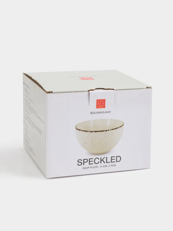 Сорпа тәрелкесі, 14х7 см, 2 дана, керамика, бежевый, дақтары бар, Speckled, image-4