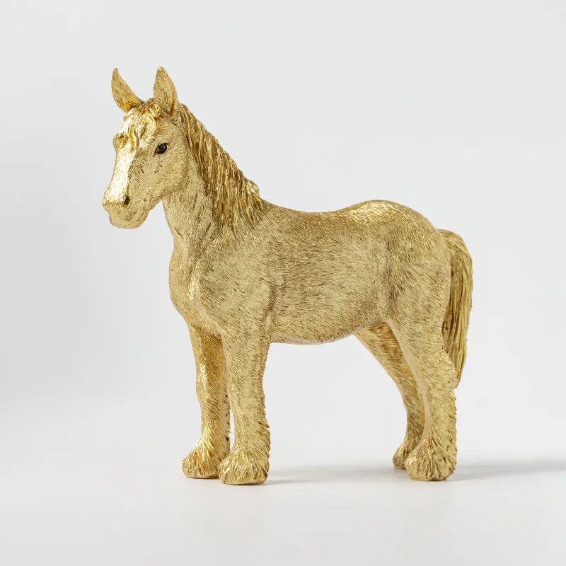 Статуэтка, 16х15 см, полирезин, золотистая, Лошадь, Horse gold