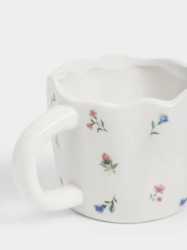 Саптыаяқ, 460 мл, керамика, сүт түстес, Нәзік гүлдер, El flora, image-3