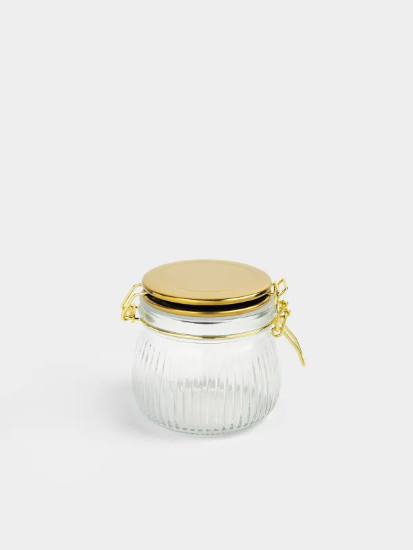 Банка для сыпучих продуктов, 500 мл, клипса, Ribby gold, image-1