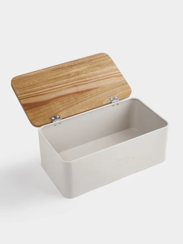 Хлебница, 33х18х13 см, металл/дерево, прямоугольная, бежевая, Ritlen, image-5