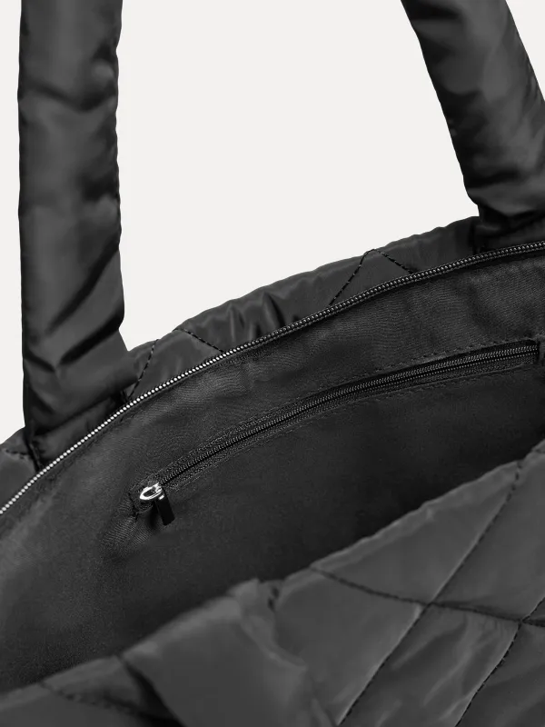 Сумка женская, 45х37 см, стеганая, полиэстер, черная, One stitch, image-2