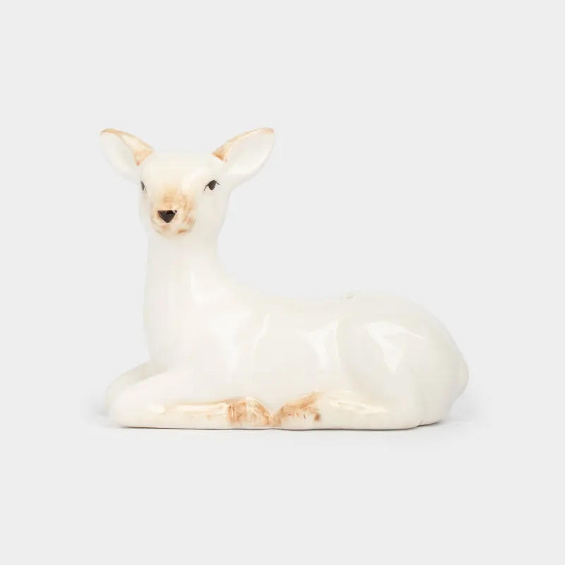 Тұз немесе бұрышқа арналған ыдыс, 7 см, керамика, ақ және сарғылт-қоңыр, Бұғышақ, Fawn