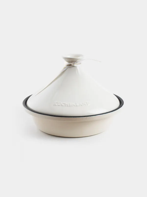Тажин, 25 см, 1,3 л, с крышкой, чугун/керамика, молочный, Light kitchen, image-0