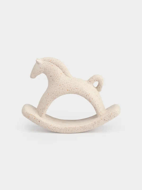 Мүсінше, 14х11 см, полирезин, сүт түстес, дақты, Тербелетін ат, Horse milky, image-1