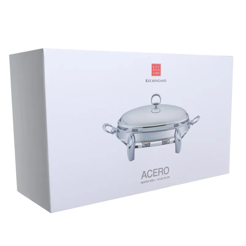 Жылытылатын табақ, 42х25 см, қақпағы бар, шыны Т/болат, сопақ, Acero, image-8