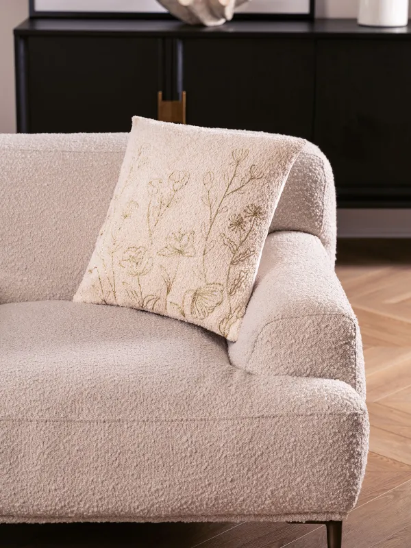 Сәндік жастық, 45х45 см, букле/барқыт, сүт түстес, Дала гүлдері, Boucle, image-3