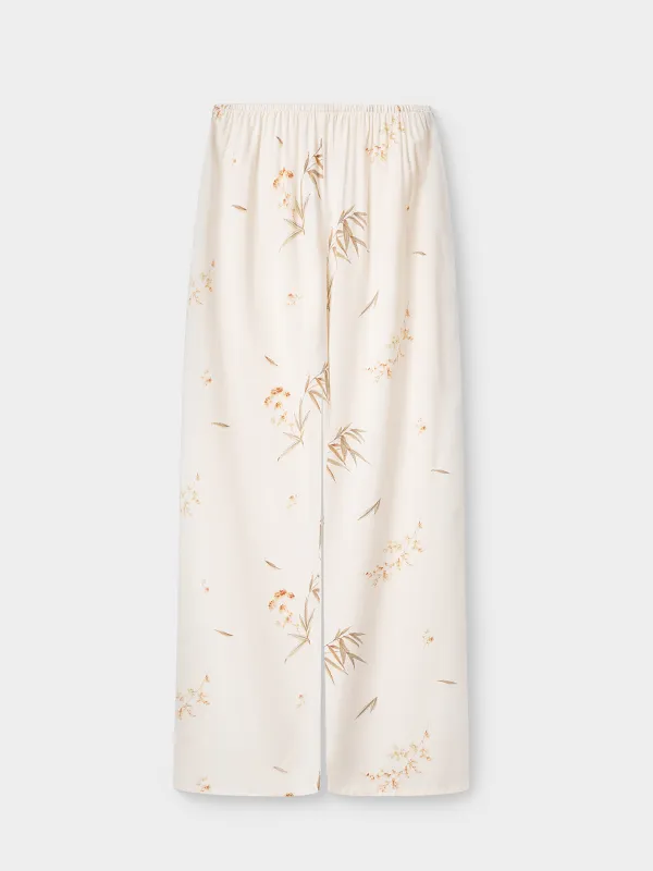 Әйелдер шалбары, үйге арналған, өлшемі XL, вискоза, сүт түстес, Гүлдер, Norla, image-5