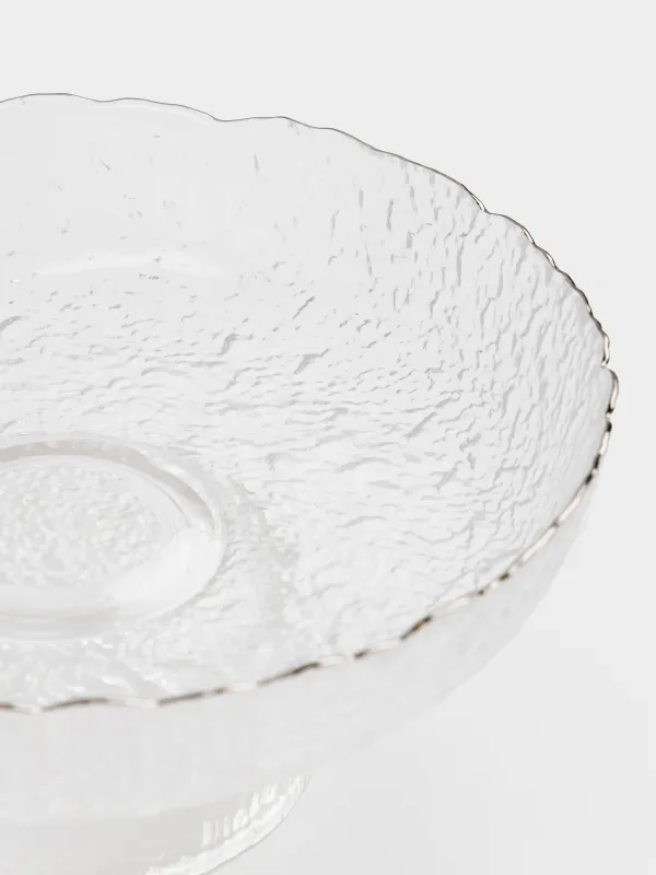 Жеміс вазасы, 20х8 см, аяқты, шыны, күміс жиегі бар, Nautilus silver, image-3