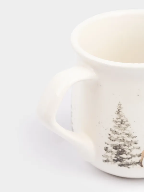 Саптыаяқ, 400 мл, керамика, ақ, Қарлы ормандағы бұғы, Woodland Story, image-1