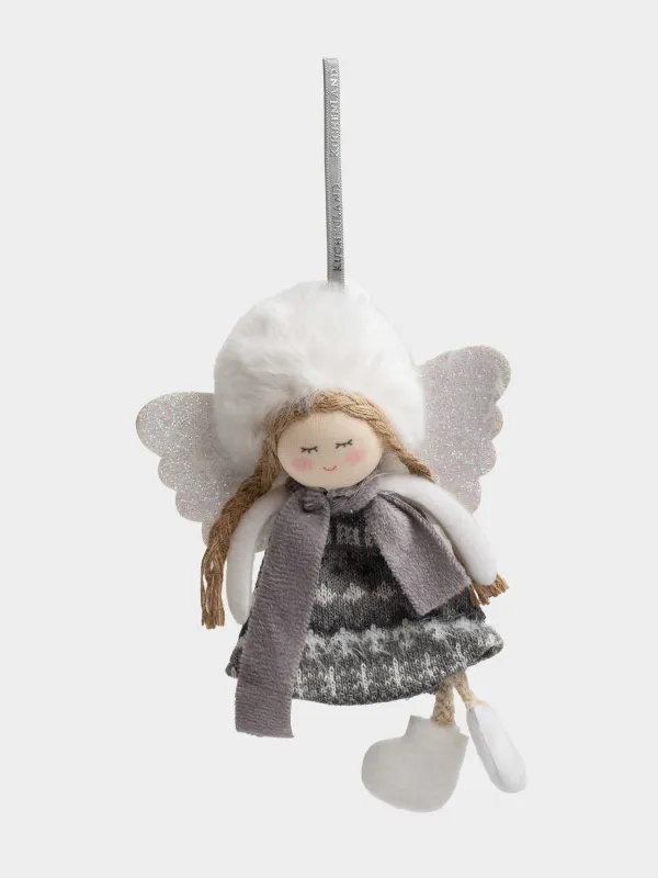 Игрушка елочная, 23 см, полиэстер/пенопласт, белая, Девочка в шапке и шарфе, Sweet girl, image-2