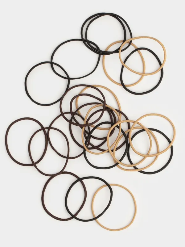 Шаш резеңкесі, 4 см, 24 дана, полиэстер, қара/қоңыр/сарғылт-қоңыр, Hair basic, image-1