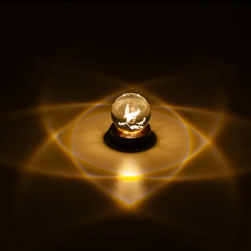 Сәндік шам, 7 см, жарықтандырылған, шыны/ағаш, Бүркіт, Illumination, image-2