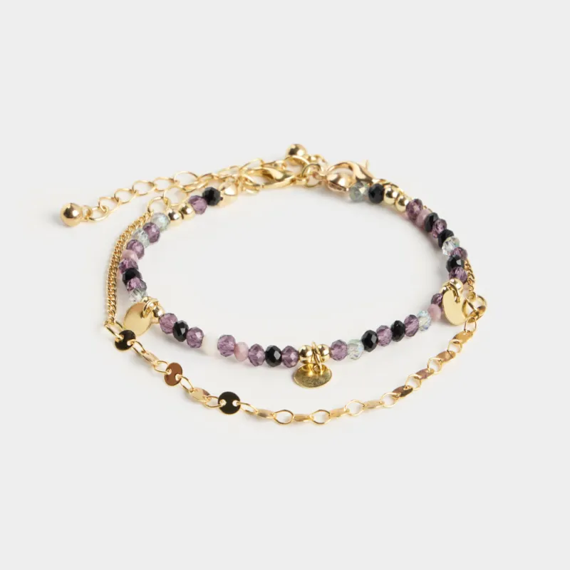 Білезік, 6 см, 2 дана, металл/пластик, алтын, Түрлі-түсті тастар, Mineral