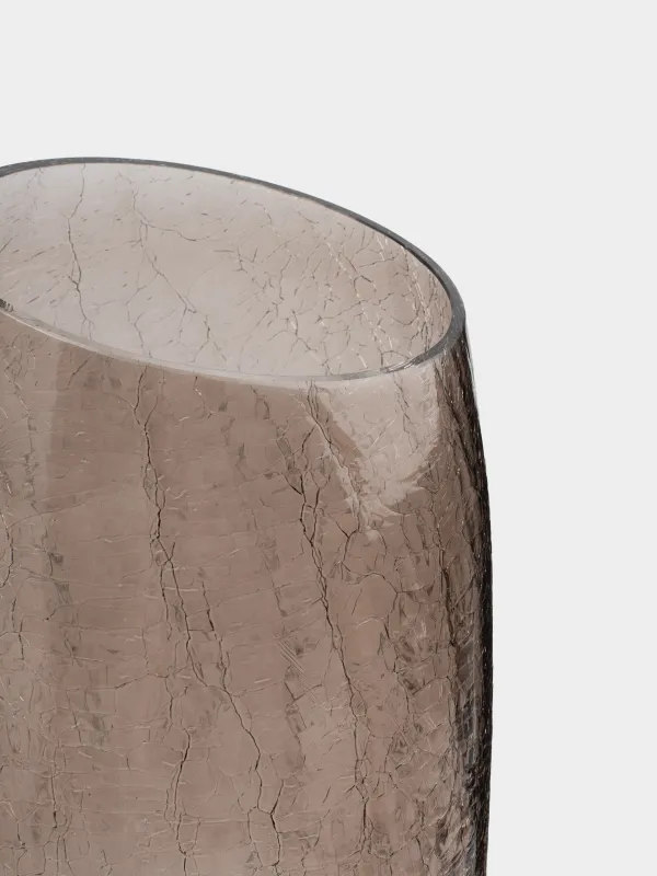 Ваза для цветов, 26 см, стекло, коричневая, Кракелюр, Ice, image-4
