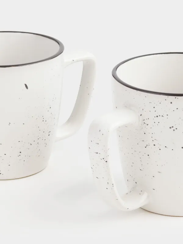 Саптыаяқ, 450 мл, 2 дана, керамика, ақ, қара жиегі бар, дақты, Speckled black, image-2