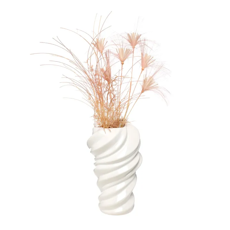 Гүл вазасы, 30 см, керамика, ақ, Толқындар, Fluid, image-1
