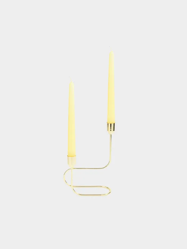 Шам ұстағыш, 22 см, 2 жіңішке шамға арналған, болат, алтын, Twist gold, image-3