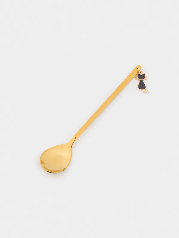 Десерт қасығы, 14 см, 2 дана, болат, алтын, Мысықтар, Cat, image-2