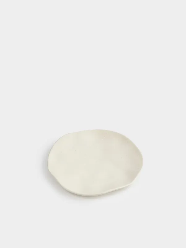 Тіскебасар тәрелкесі, 23 см, керамика, сүт түстес, Мыжылған әсер, Crumple creme, image-2