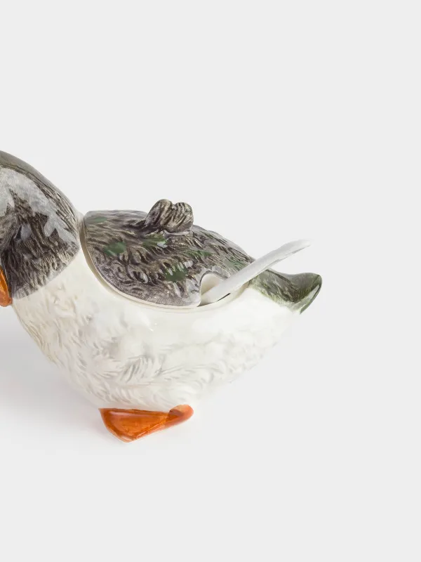 Қант ыдысы, 10 см, 220 мл, қасықпен, керамика, Үйрек, Duck, image-3