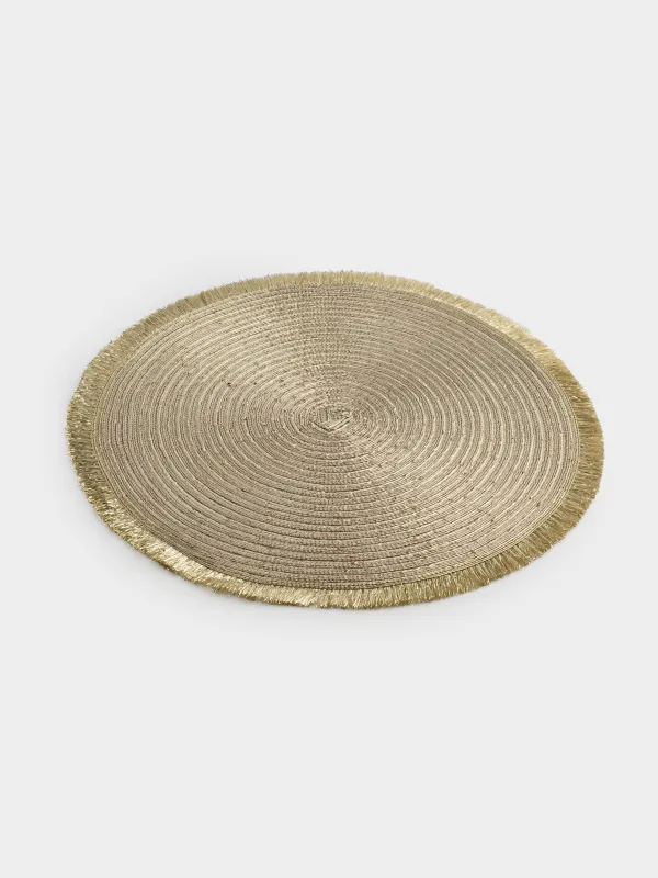 Аспаптарға арналған майлық, 38 см, шашақтары мен пайеткалары бар, полиэстер, дөңгелек, алтын, Rotary shine, image-1