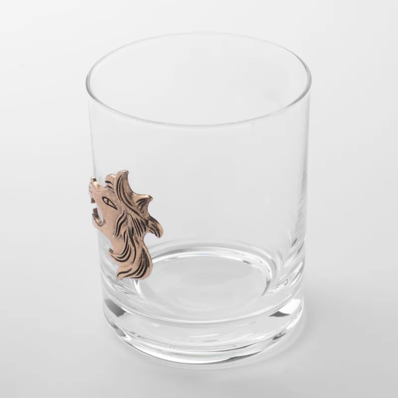 Виски стақаны, 10 см, 340 мл, шыны/металл, алтын, Арыстан, Zodiac, image-1