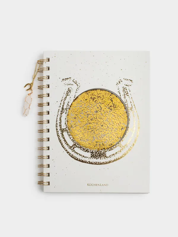 Жазбаға арналған блокнот, 16х20 см, 70 л, сақиналы, аспасы бар, экрю, Таға, Stationery gold, image-0