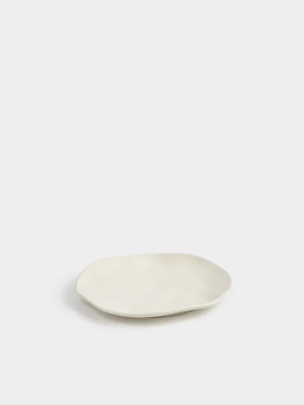 Тіскебасар тәрелкесі, 23 см, керамика, сүт түстес, Мыжылған әсер, Crumple creme, image-1