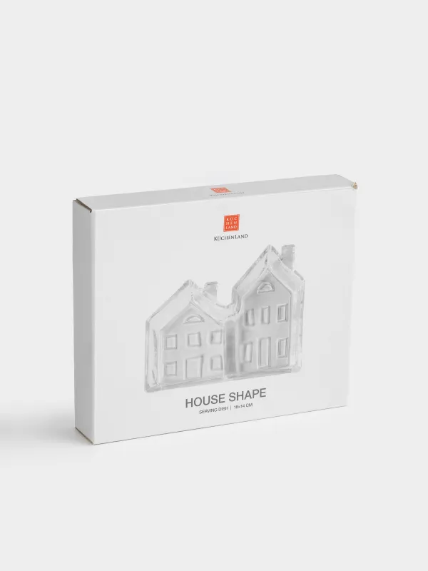 Менажница, 18х14 см, 2 отд, стекло, Дома, House shape, image-4