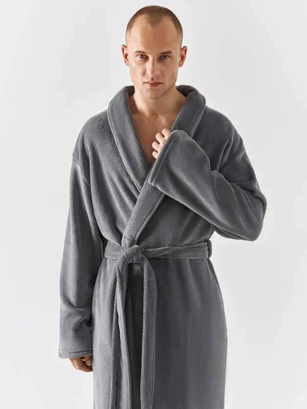 Халат мужской, домашний, темно-серый, Орел, Jevon, image-1