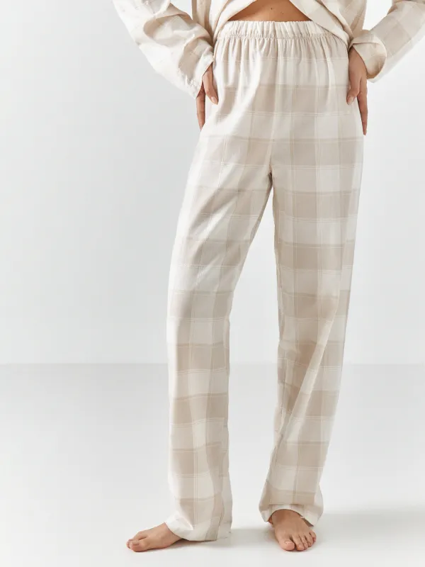 Әйелдерге арналған костюм, үйге арналған, өлшемі S, шалбармен, мақта, сарғылт-қоңыр және сүт түстес, Тор, Stacey, image-4