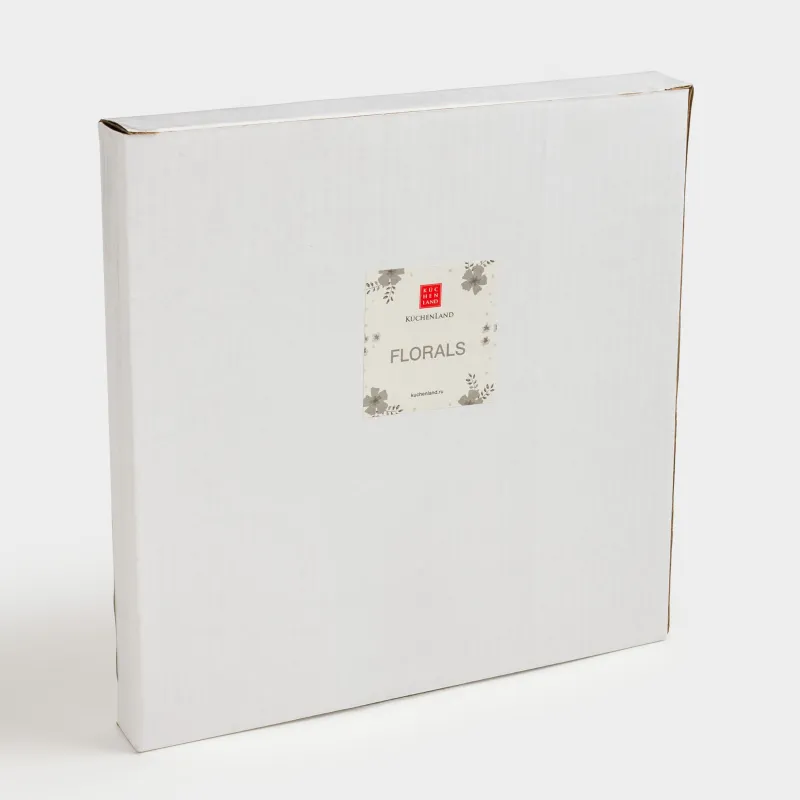 Тарелка десертная, 20 см, фарфор P, молочная, с золотистым кантом, Серые цветы, Florals, image-6